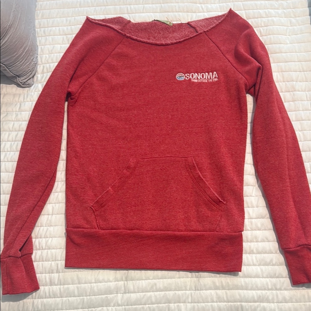 Sonoma Raceway Red Off the Shoulder Sweatshirt
